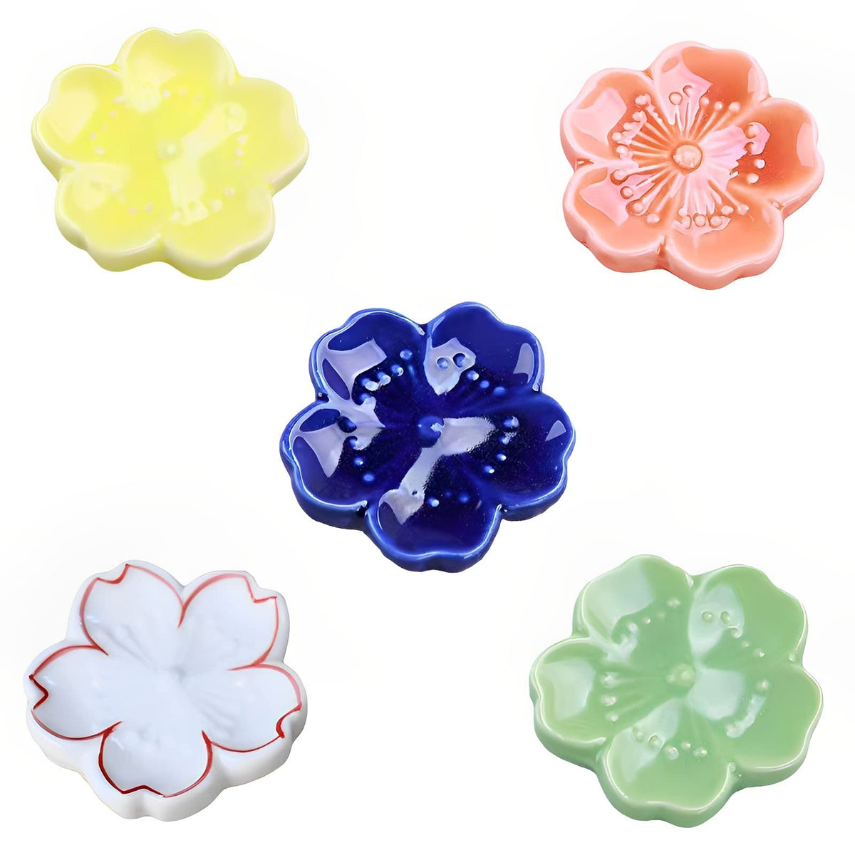 Ceramic Chopsticks 5 Pairs,Pink Peonie,Reusable Porcelain Chop Sticks