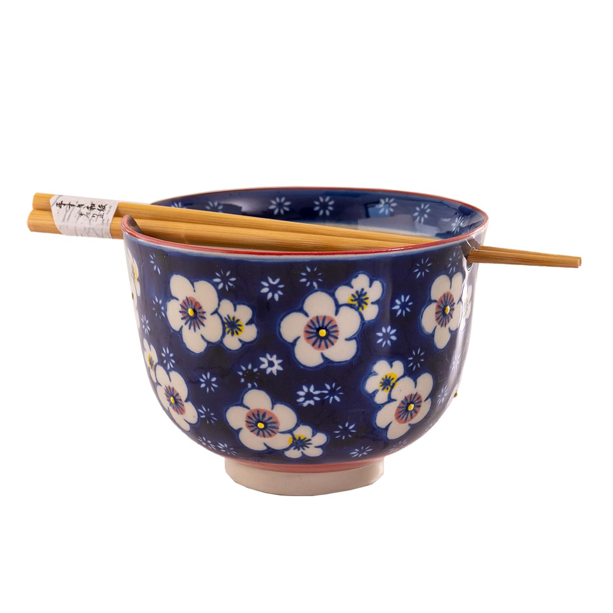 Urban Tokyo Handpainted Ceramic Glazed Japanese Ramen Udon Noodle Rice Bowl With Chopsticks 20 fl oz 5 inch Diameter Bowl Sets Color Box Packaging (Oriental Dragon Black)