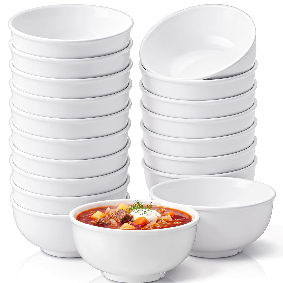 Tioncy 20 Pack 10 oz Melamine Bowls Black Round for Dessert Soup Cereal