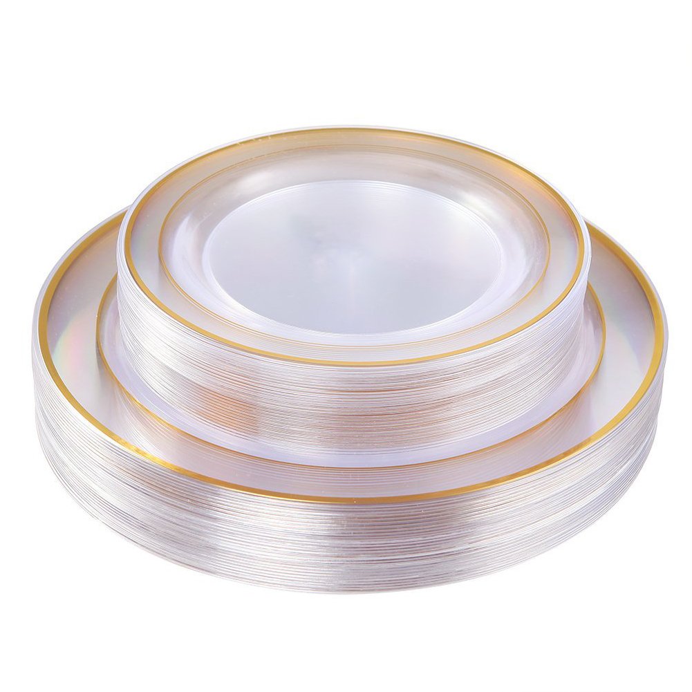 I00000 102 Pcs Silver Plastic Plates, Premium Silver Disposable Plates