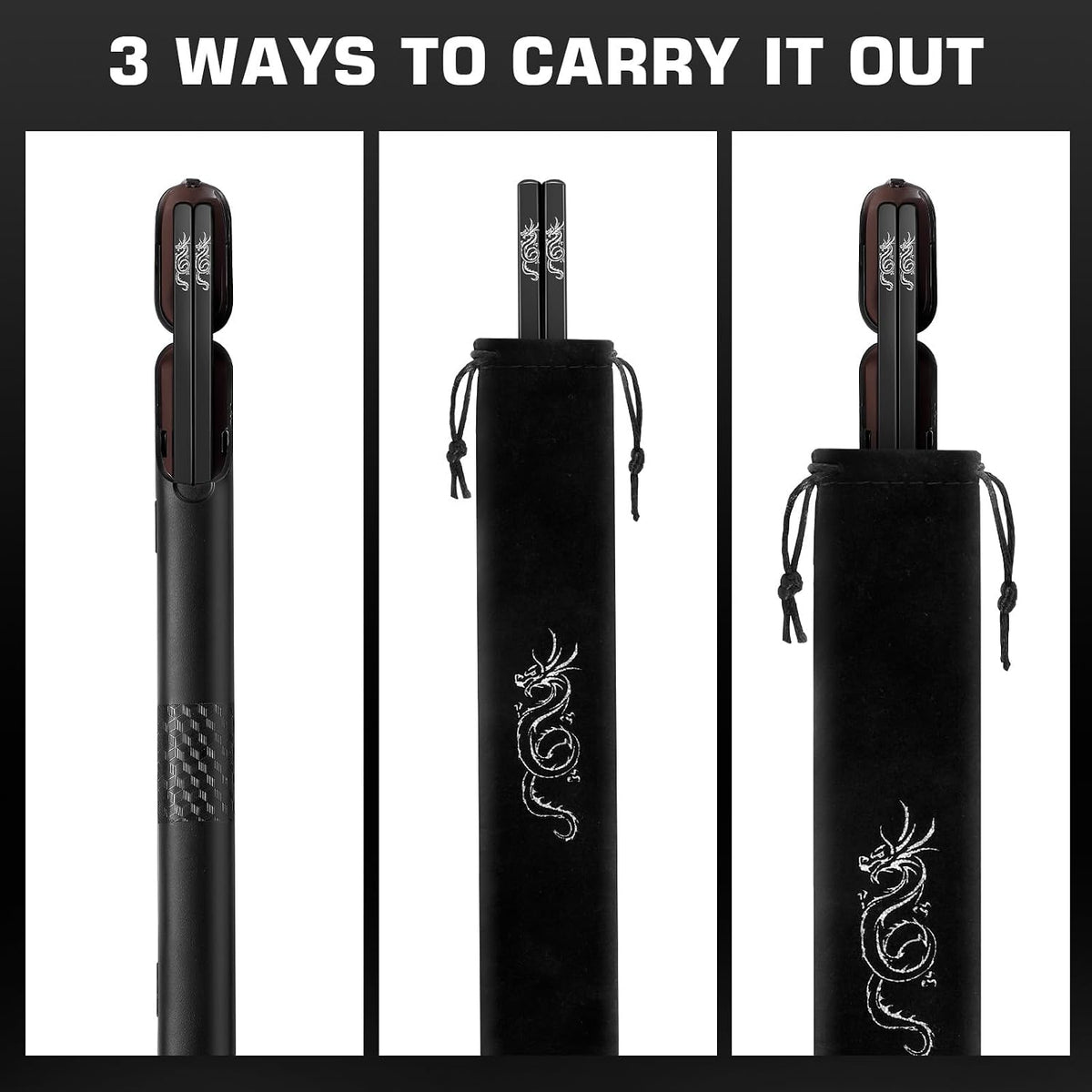 Youda 99.8% Pure TITANIUM Chopsticks 1 Pairs with Black Carrying Case Ultralight and Reusable Chopsticks for Camping, Home, Travel