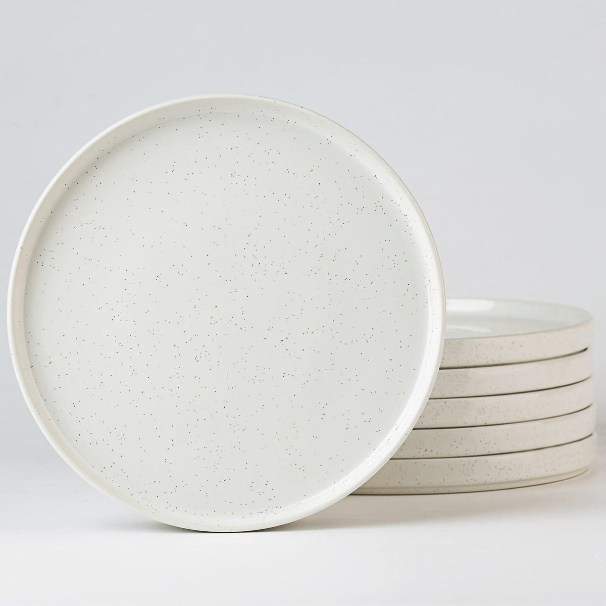 famiware Dinner Plates Set of 6, 10.25 inch Pasta Plate, Ocean Round Stoneware Dessert Plates Dish Set for Kitchen Microwave Dishwasher Safe, Scratch Resistant, Vanilla White