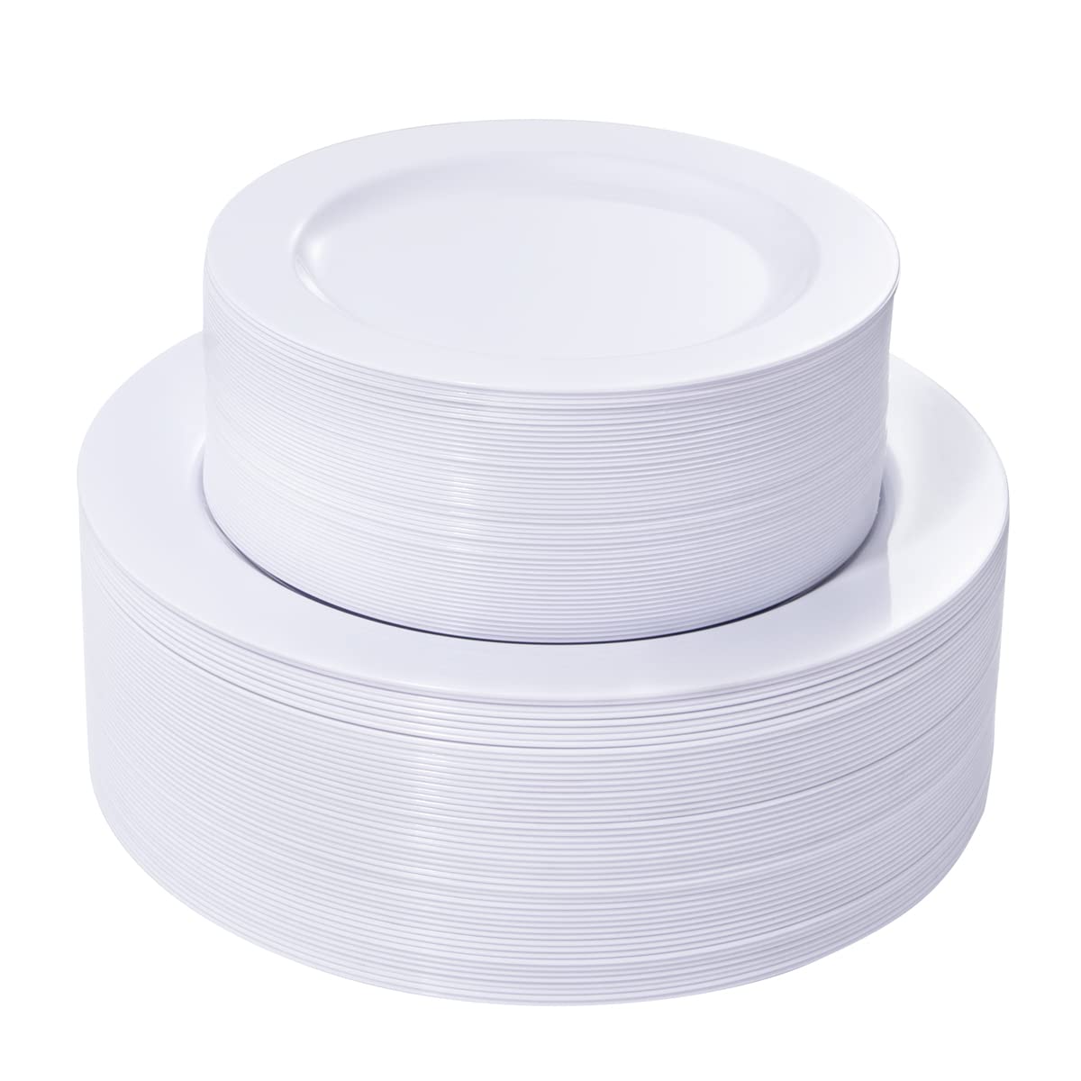 FLOWERCAT 200PCS Clear Plastic Plates Disposable Plates for Party - Clear Bulk Plastic Plates - 100 10" Dinner Plates and 100 7" Salad Plates for Weddings, New Year,Christmas Parties and Events