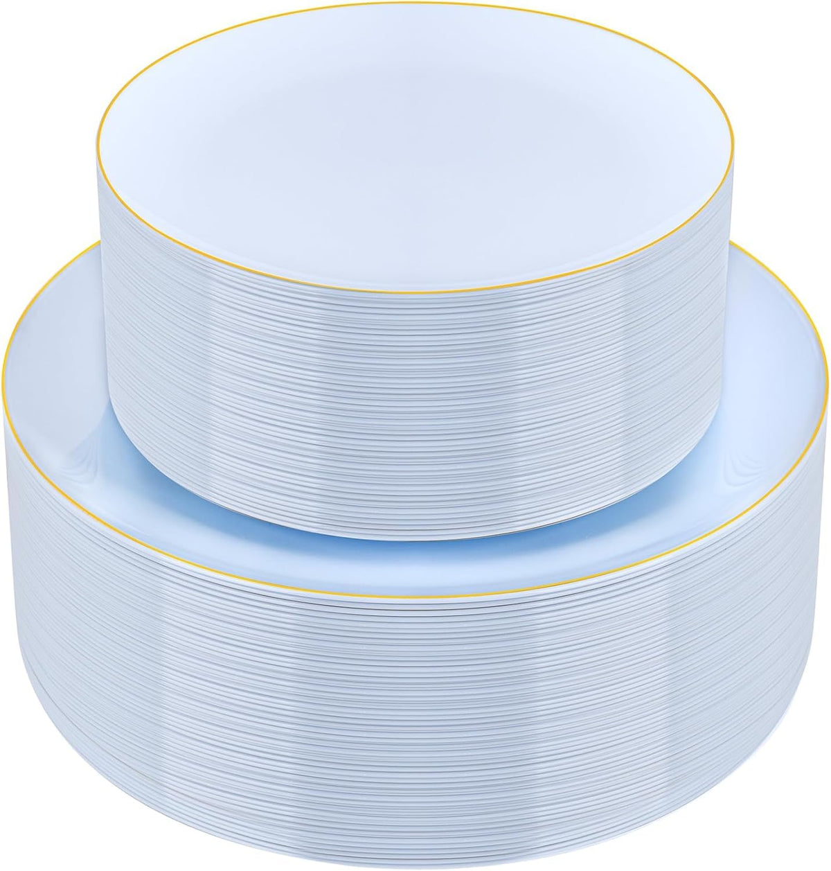PULOTE 100PCS Ivory Plastic Plates - Cream Plastic Disposable Heavy Duty for Party & Wedding - Include 50 Each (Dinner & Dessert) Plates