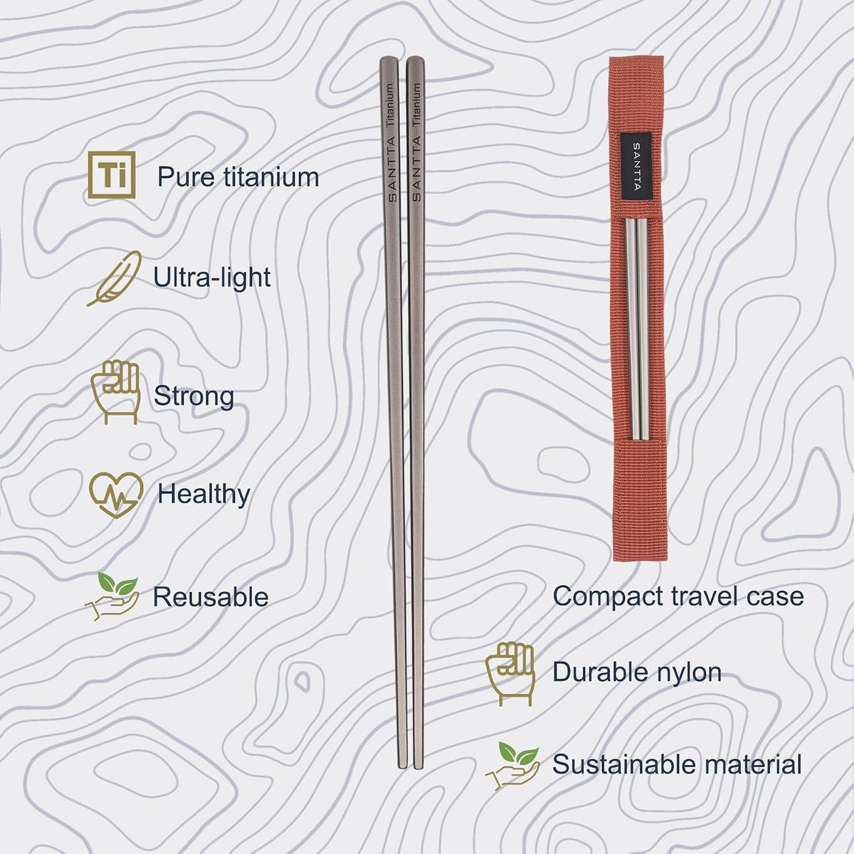 SANTTA Titanium Chopsticks with Portable Carrying Case