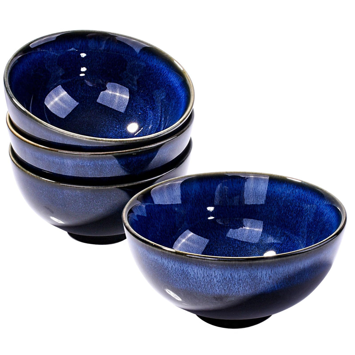 Porcelain Rice Bowl Set of 4, 4.5'' Green Reactive Glaze Sushi Bowls