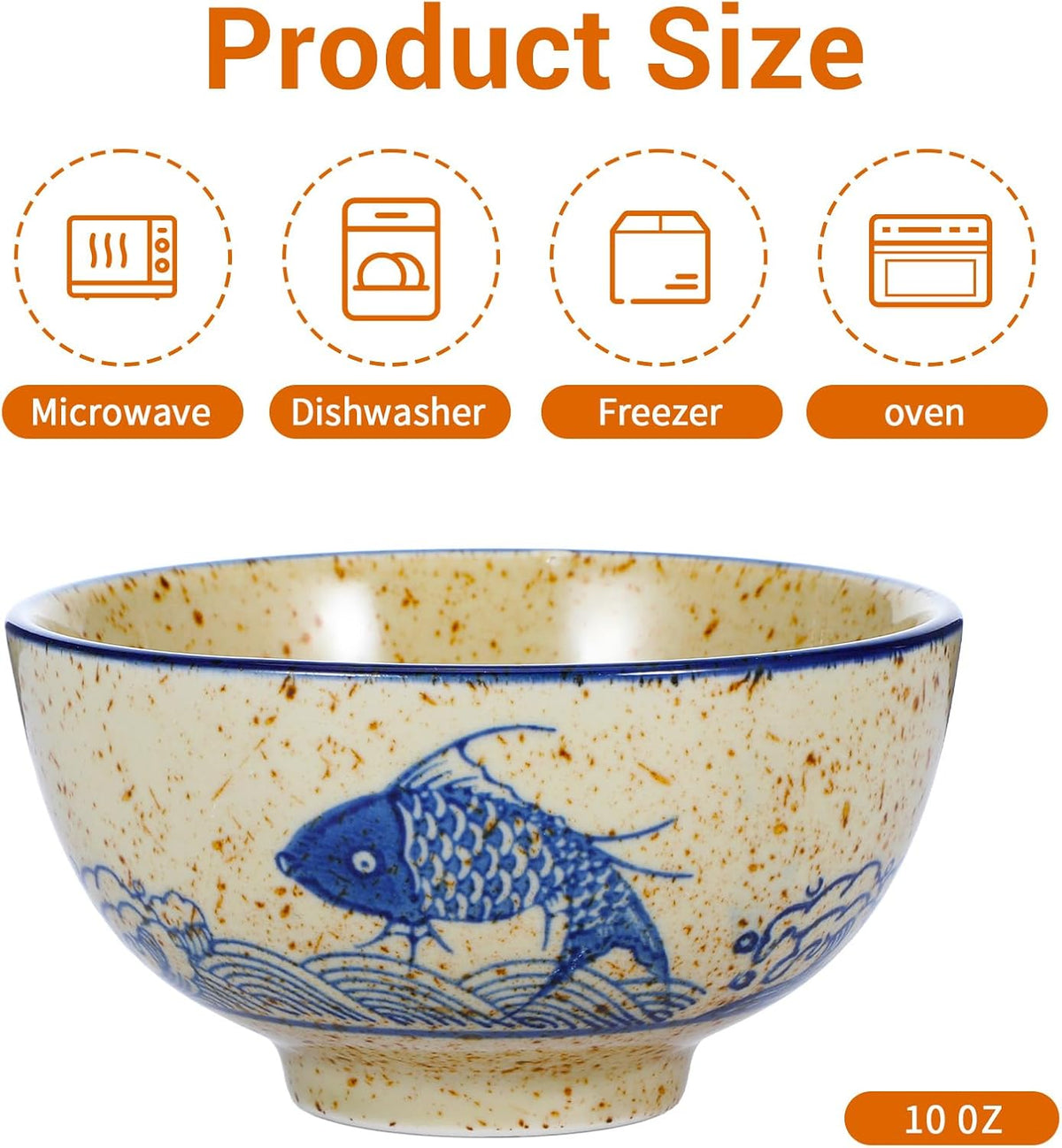 Retro Ceramic Bowls Set for 6, 4.5 Inch Japanese Chinese Bowl Small Hand-Painted Floral Plum Ceramic Bowls for Soup Rice Cereal Dessert Snack Fruit Salad Noodles, Dishwasher Microwave Safe