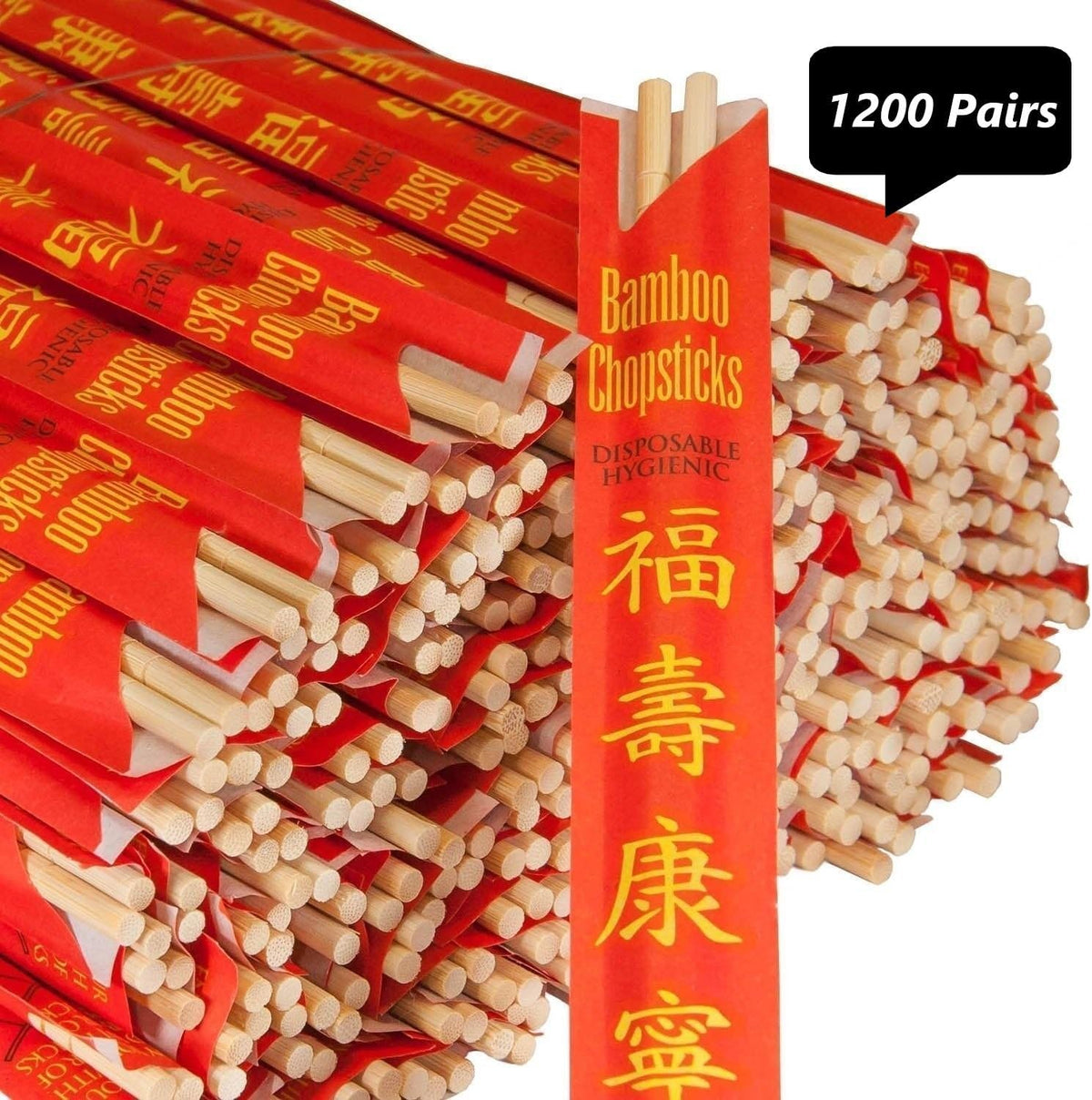 ROYALNA 1200 Pairs Palillos UV Treated Premium Disposable Bamboo Chopsticks Sleeved and Separated (Bamboo, 1200 pairs)
