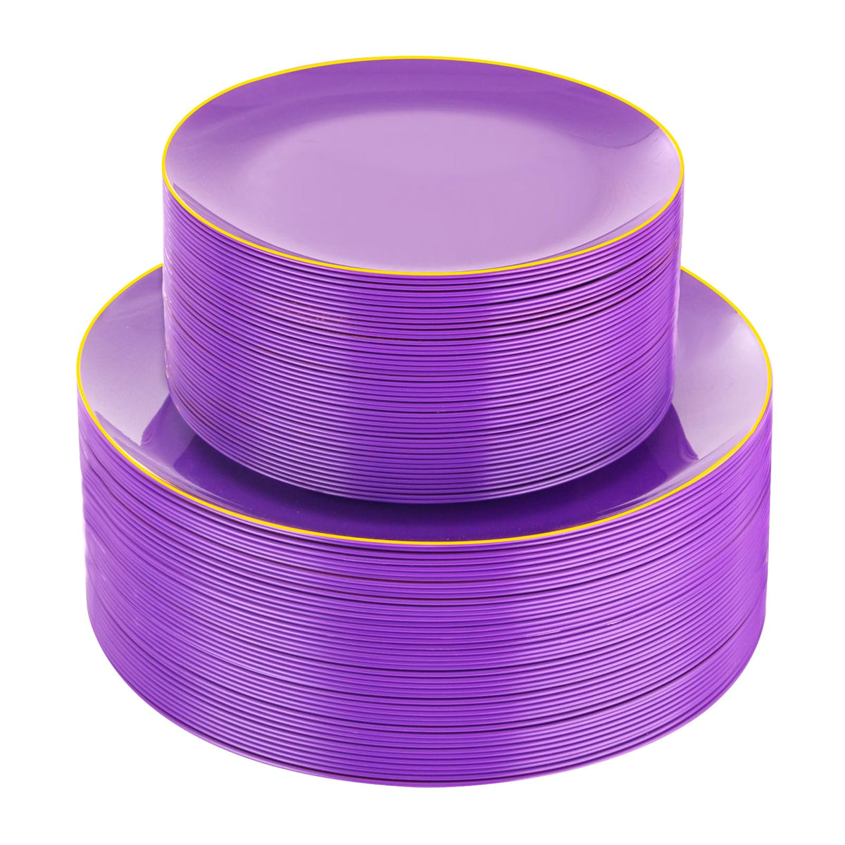 PULOTE 100PCS Ivory Plastic Plates - Cream Plastic Disposable Heavy Duty for Party & Wedding - Include 50 Each (Dinner & Dessert) Plates