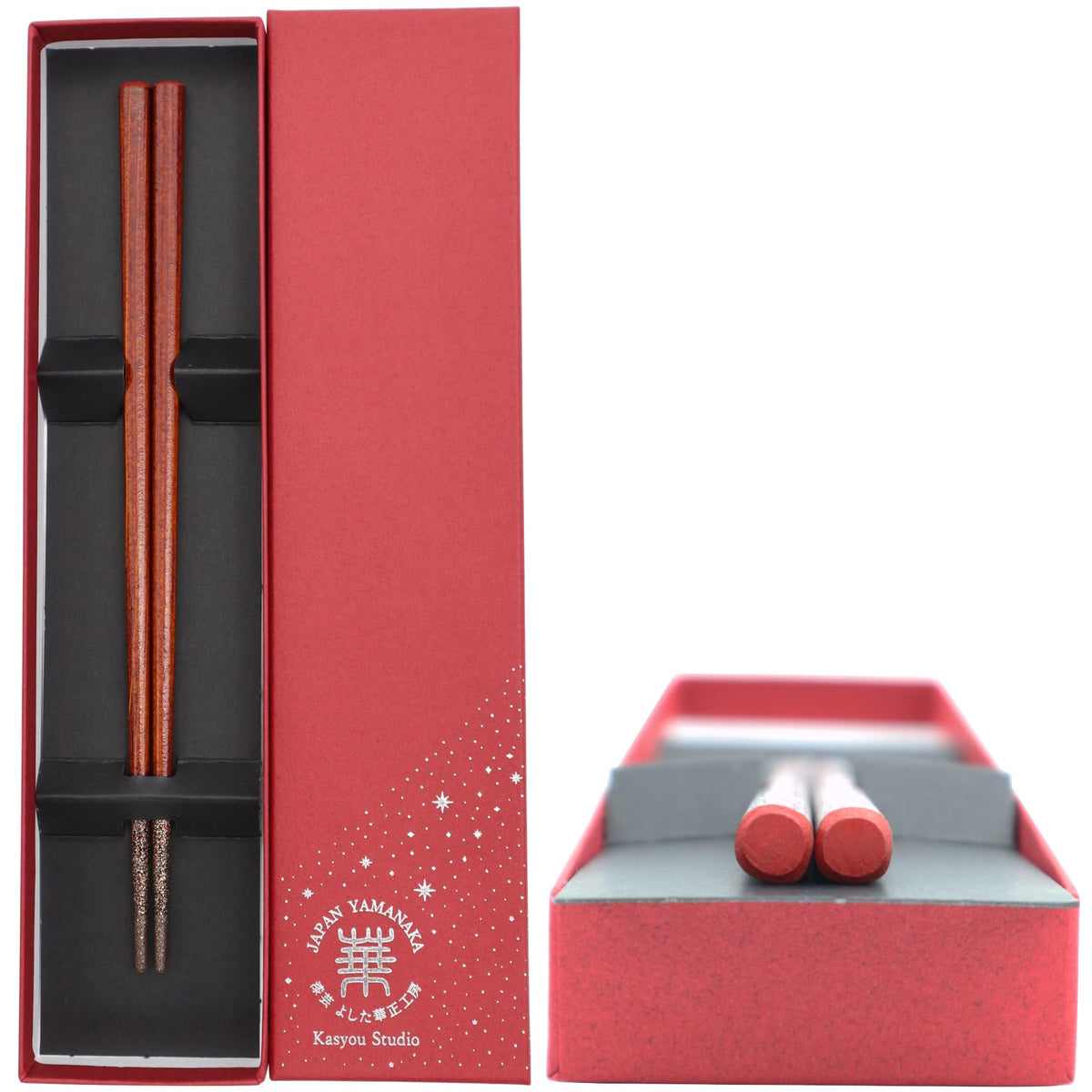 Kasyou Studio chopsticks made in Japan, Single, Noto Hiba wood Black Top