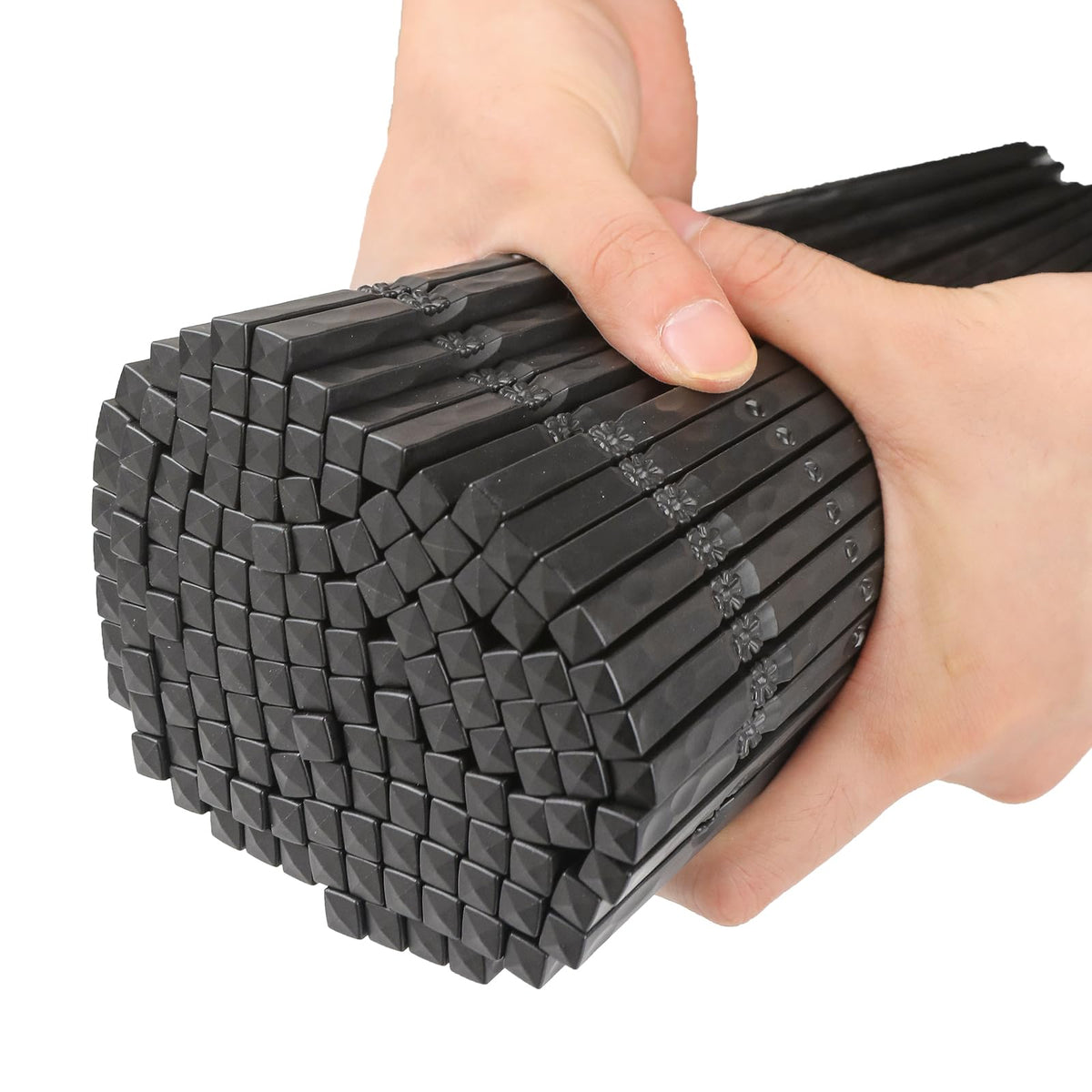 200 Pairs Hexagonal Fiberglass Sushi 24cm/9.4 Inch Dishwasher Safe Non-Slip Chopsticks,Japanese Style Black for Restaurant & Party.
