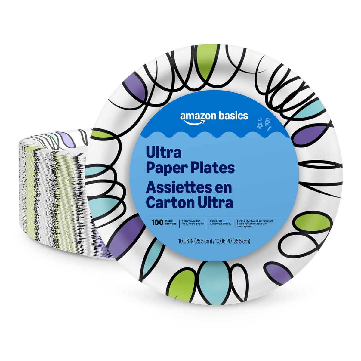 Amazon Basics Ultra Paper Plates, 8.62 Inch, Disposable, 880 Count (4 Pack of 220), Packaging May Vary