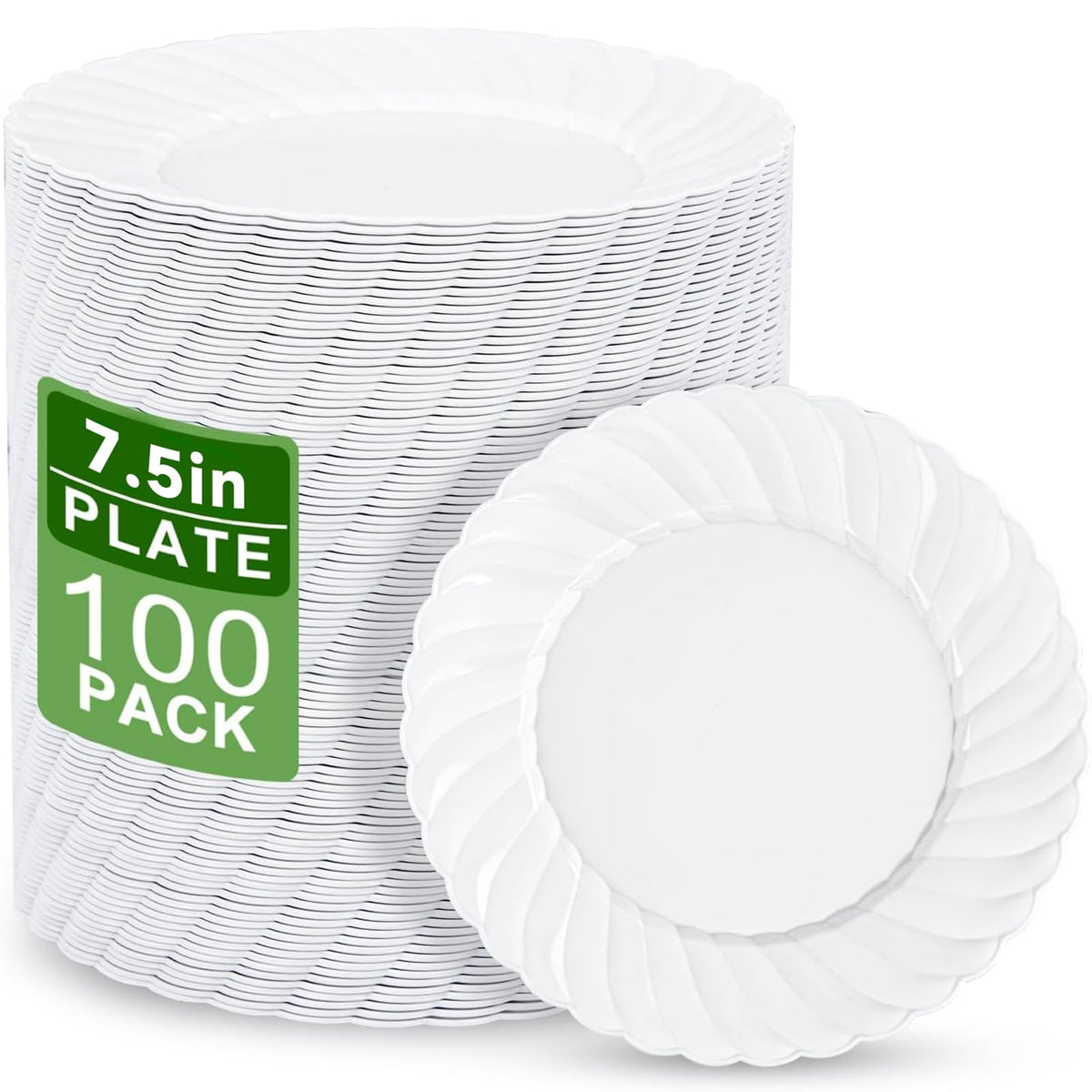 U-QE 100 Pieces Clear Plastic Plates, 6 Inch Plastic Dessert Plates