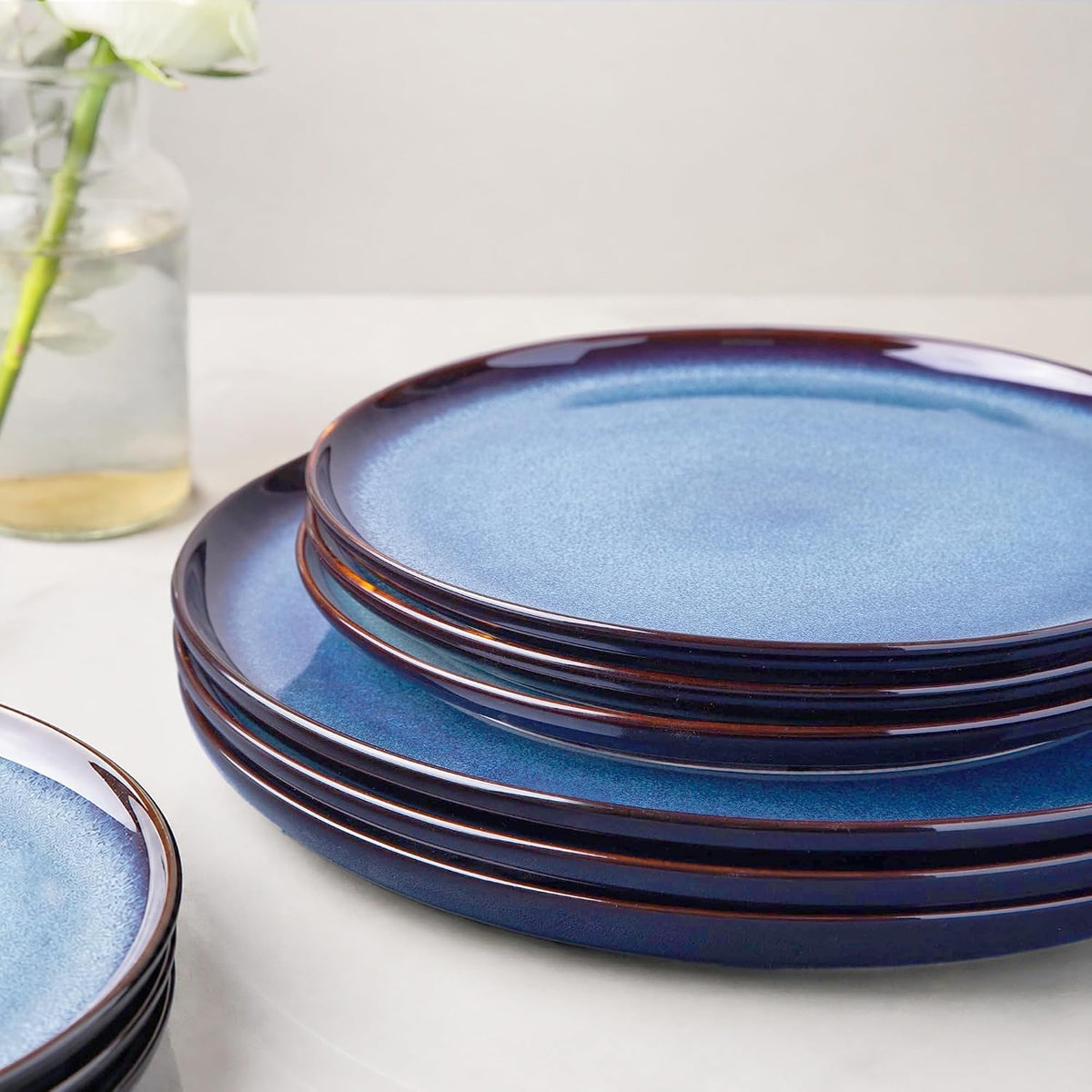 LERATIO Ceramic Dinner Plates Set of 6,10.5 Inch Reactive Glaze Plate Sets