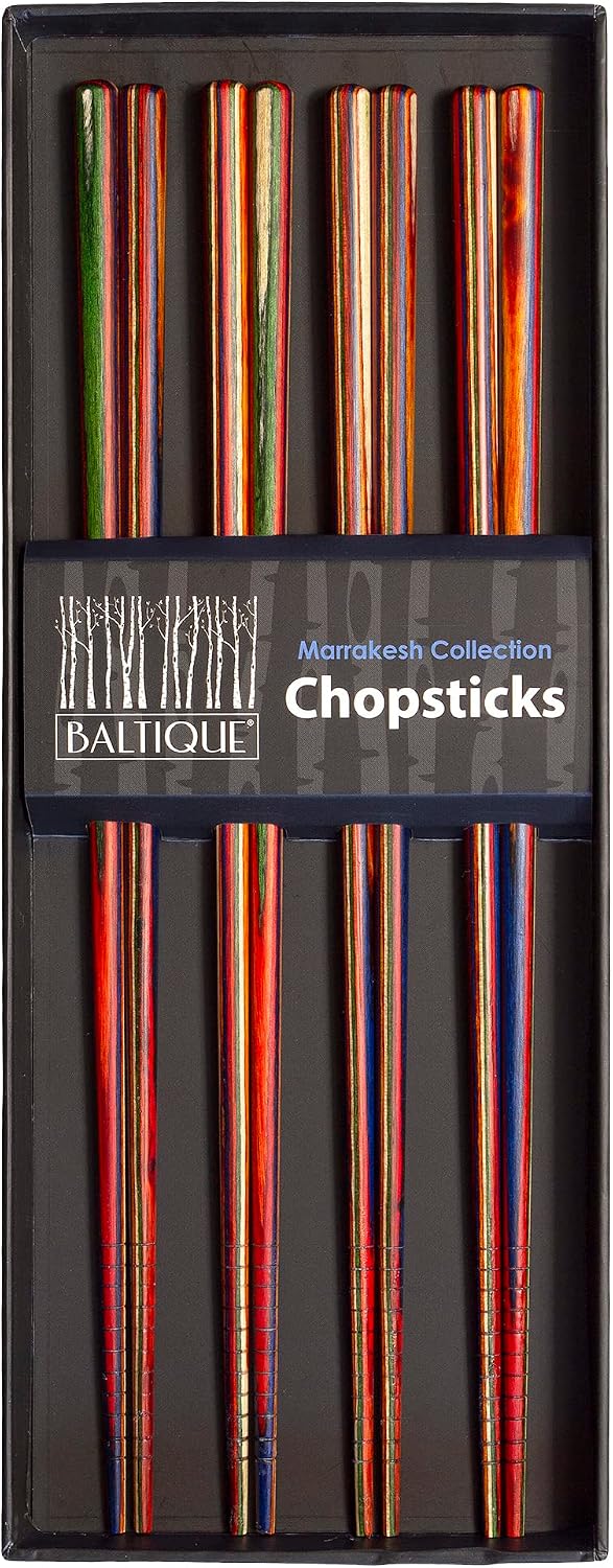 Totally Bamboo Baltique Marrakesh Collection Reusable Chopsticks, Set of 4 Pairs, Non-Slip, 9-7/8" Long