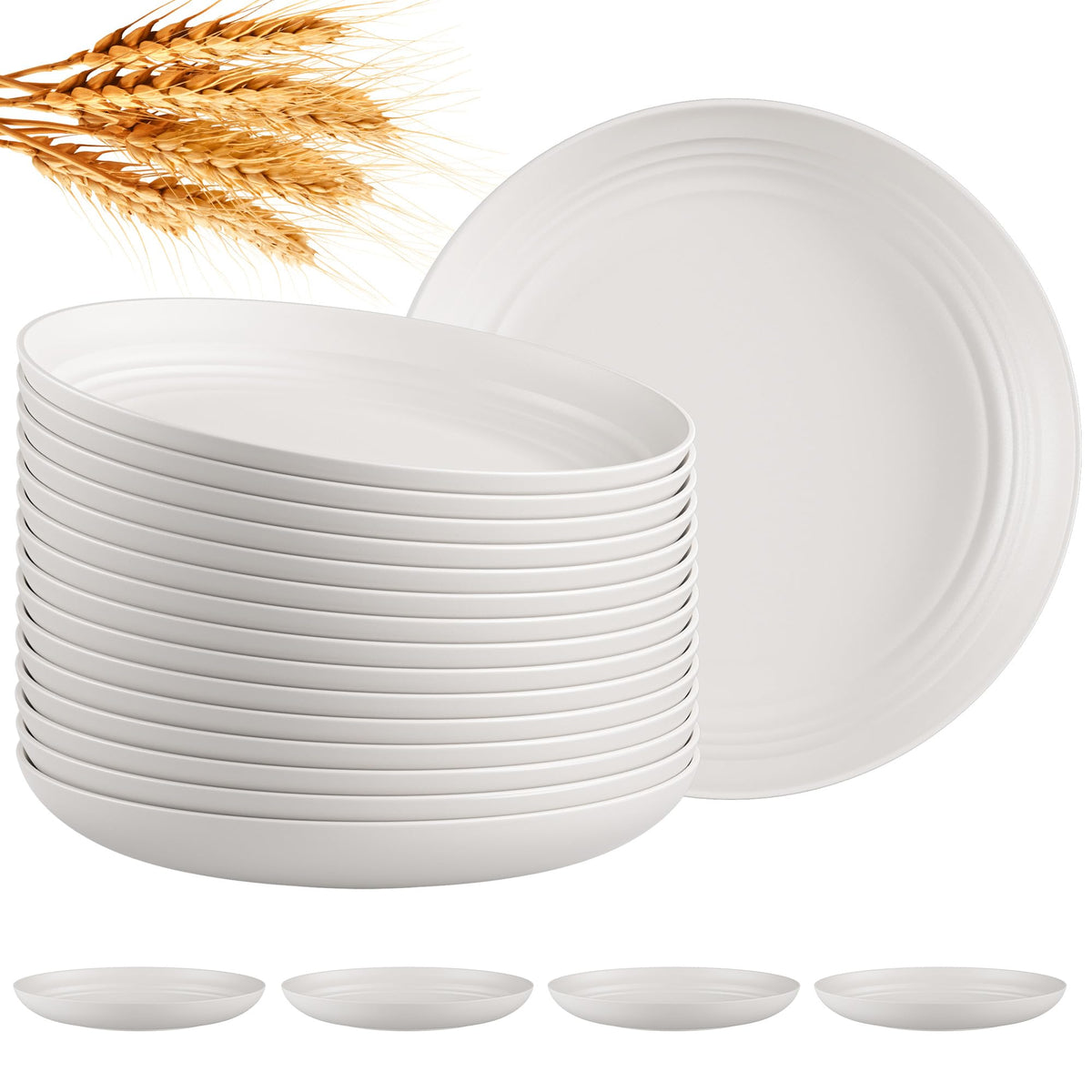 Quatish 10 PCS Reusable Plastic Plates, Dinner Plate, Plate Set, Blue