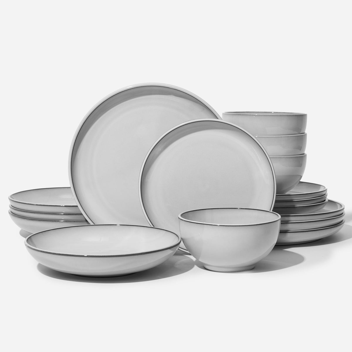 Pokini Stoneware Dinnerware Sets for 4, 12pcs Plates and Bowls Sets Dishes