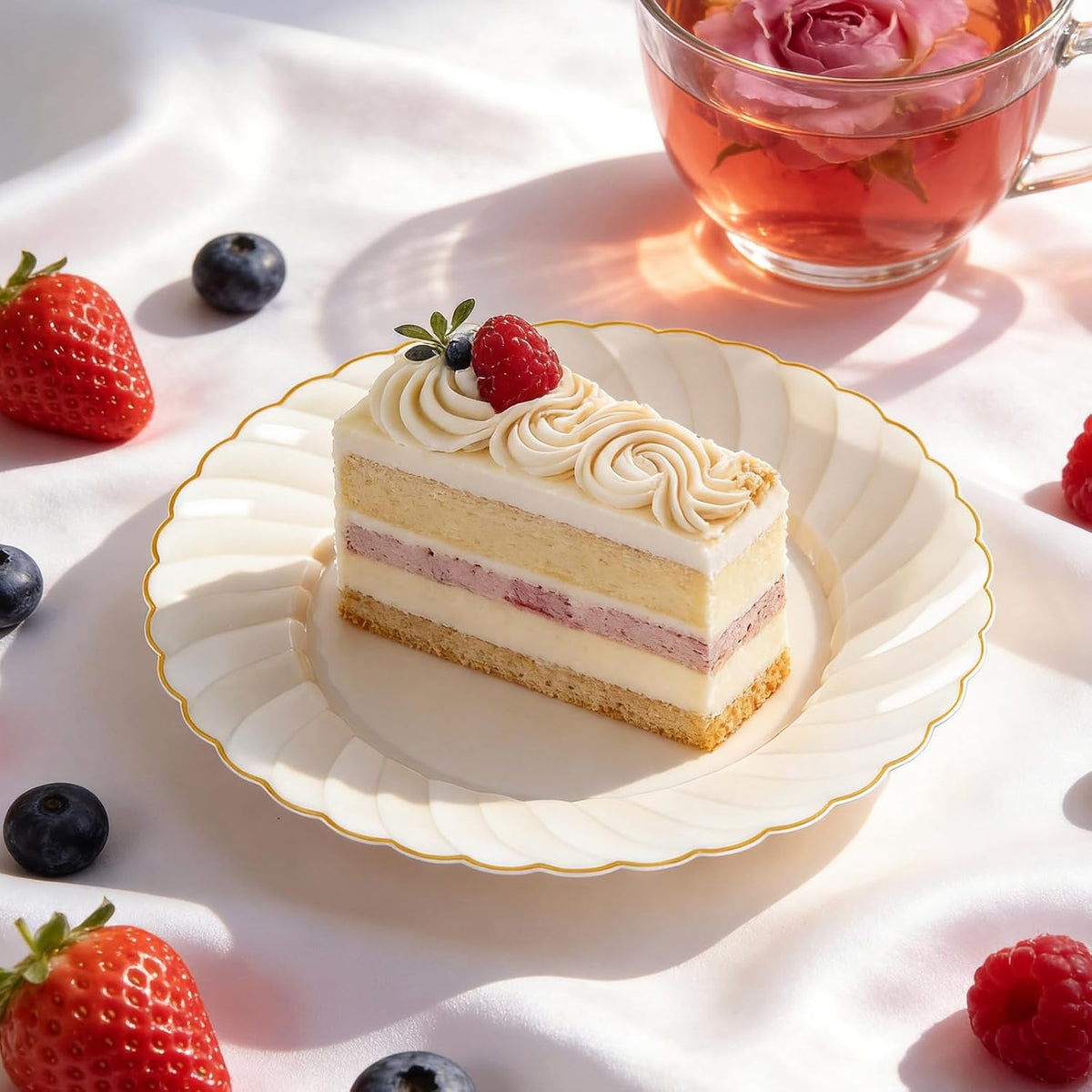 YOUBET 100Pack Ivory Scalloped Plastic Plates for Parties