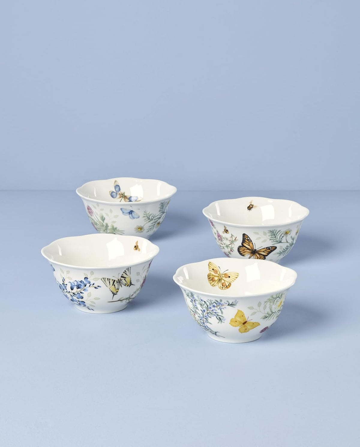 Lenox Butterfly Meadow Herbs Porcelain Rice Bowls, 18oz, Set of 4