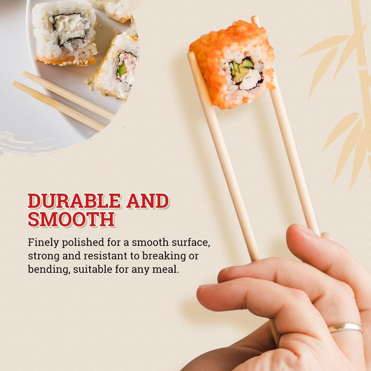 52USA Disposable Bamboo Chopsticks (200 Sets), Wooden Japanese Chopsticks Bulk, 9'' Long Chopsticks Disposable, Individually Wrapped Chinese Chopsticks