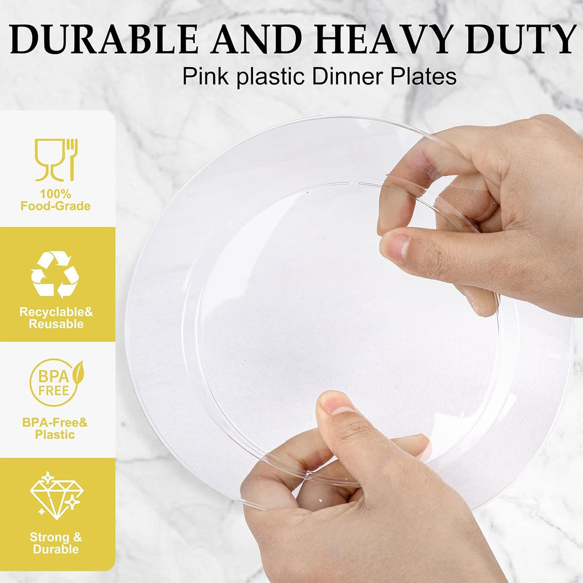 FLOWERCAT 200PCS Clear Plastic Plates Disposable Plates for Party - Clear Bulk Plastic Plates - 100 10" Dinner Plates and 100 7" Salad Plates for Weddings, New Year,Christmas Parties and Events