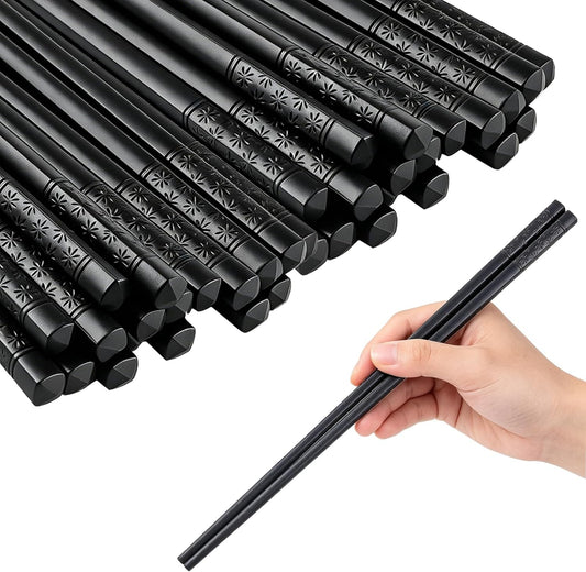100 Pairs Fiberglass Reusable Chopsticks 9.5" Dishwasher Safe Black Cherry Chopsticks for Chinese Style Japanese Food Cooking Supplies
