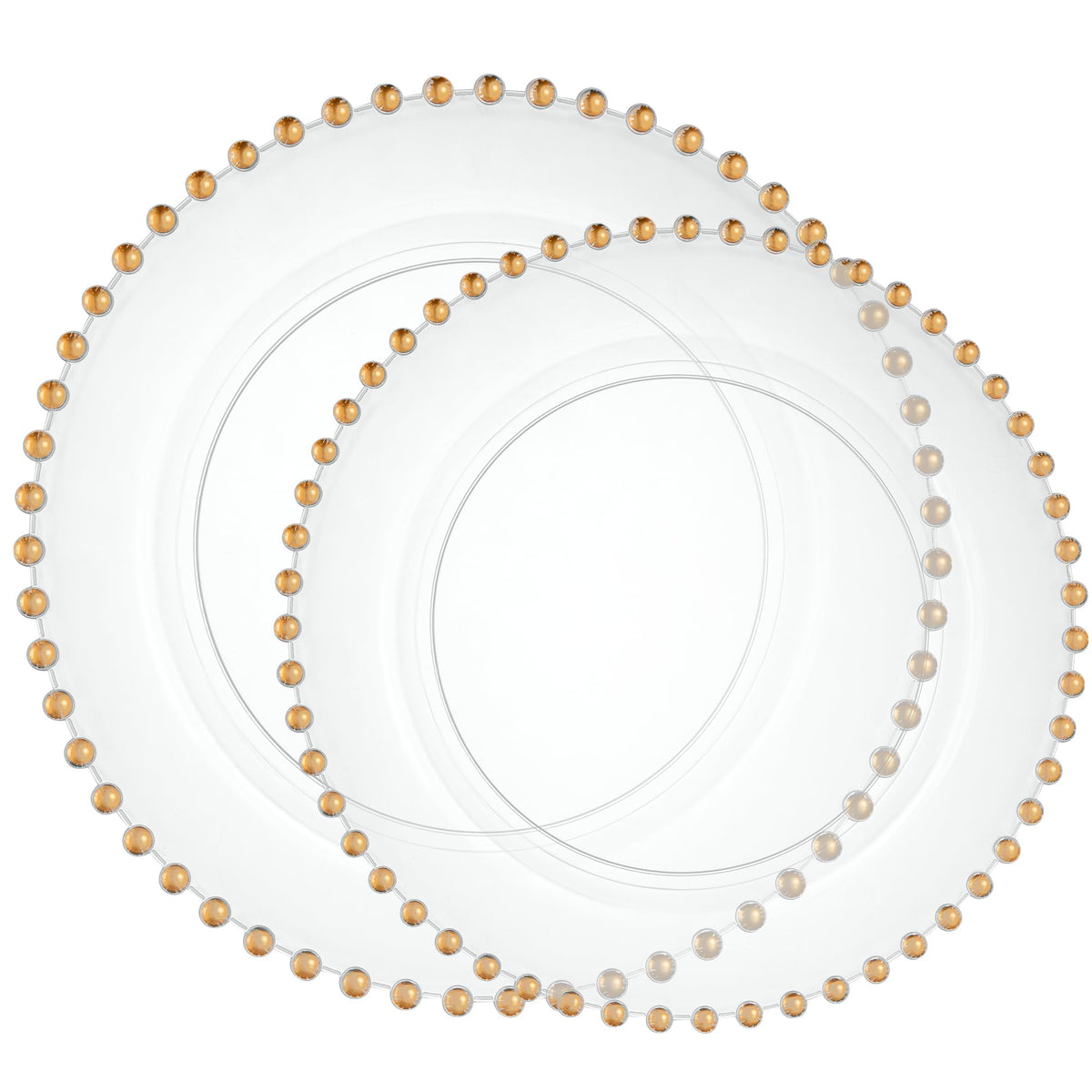 PLASTICPRO 32 Piece Combo Plastic Dinner Plates Disposable Plastic Fancy Heavy Duty Party Dishes 7 inch and 10 inch, White Beaded