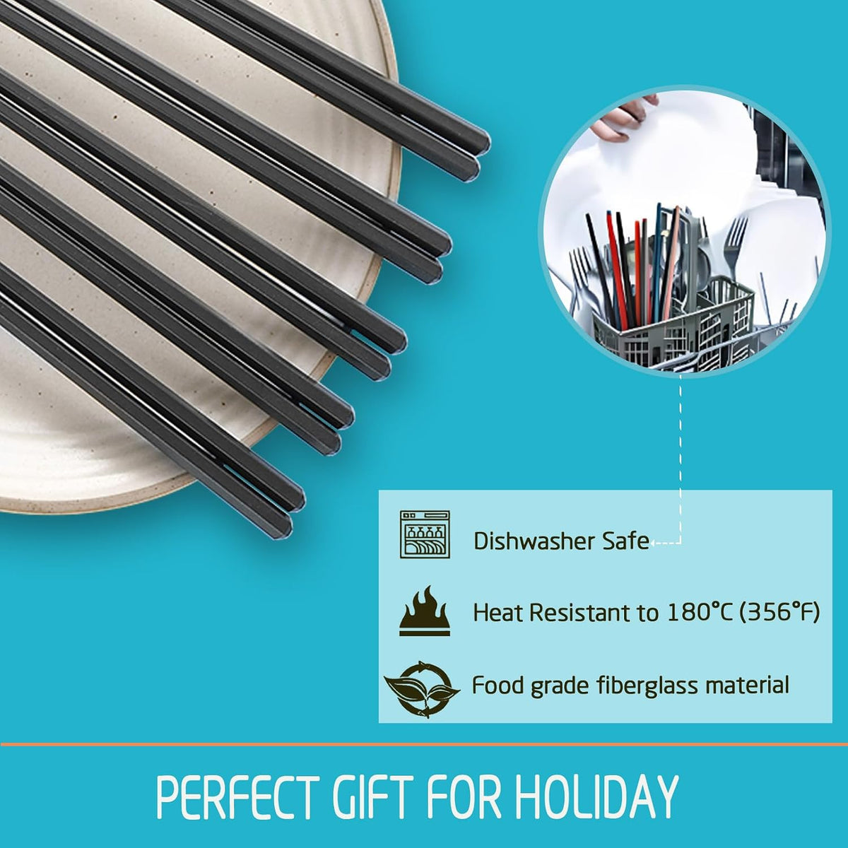 200 Pairs Hexagonal Fiberglass Sushi 24cm/9.4 Inch Dishwasher Safe Non-Slip Chopsticks,Japanese Style Black for Restaurant & Party.