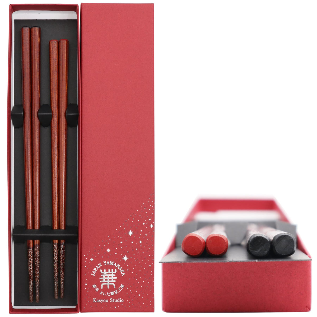 Kasyou Studio chopsticks made in Japan, Single, Noto Hiba wood Black Top