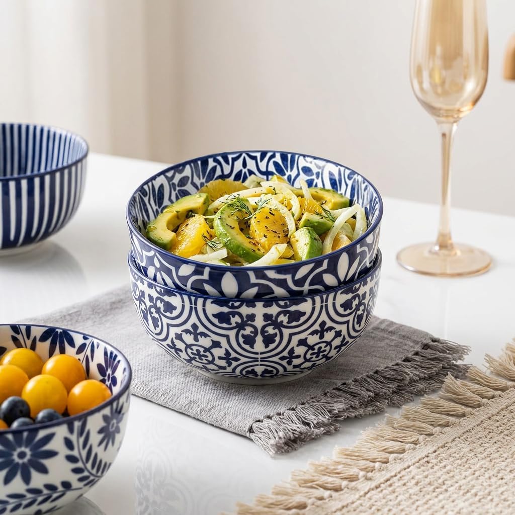 Soup Bowls, 28 Ounce Ceramic Cereal Bowls Set of 6