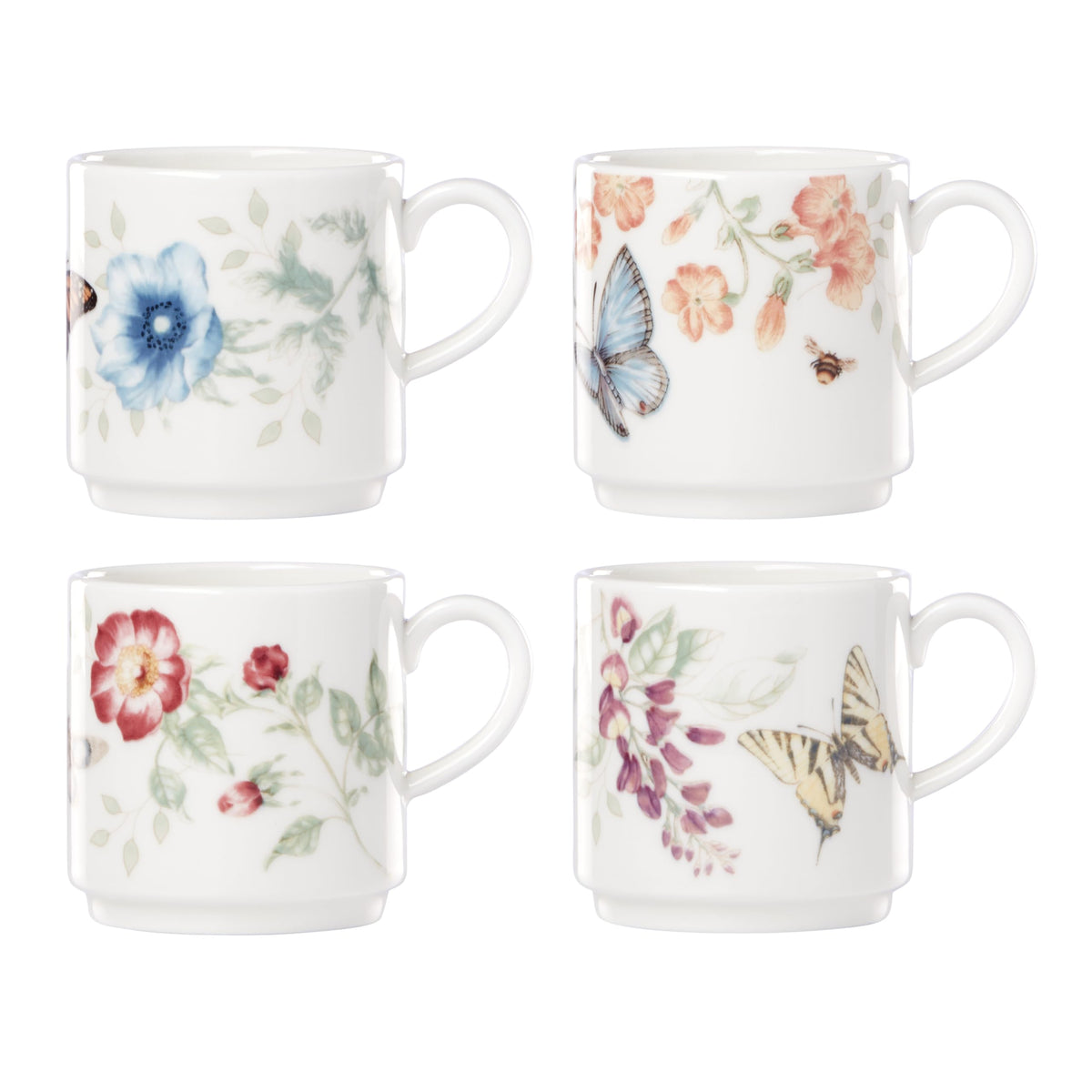 Lenox Butterfly Meadow Porcelain 16oz Rice Bowl Set for 4 (4-Piece)
