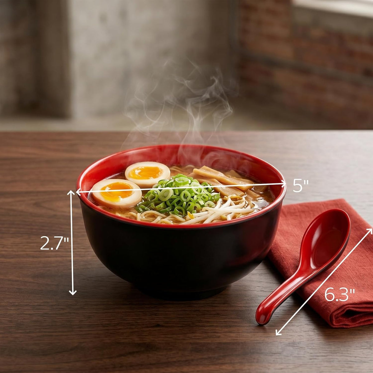 Lyellfe Set of 10 Miso Soup Bowl with Spoon, 16 Oz Unbreakable