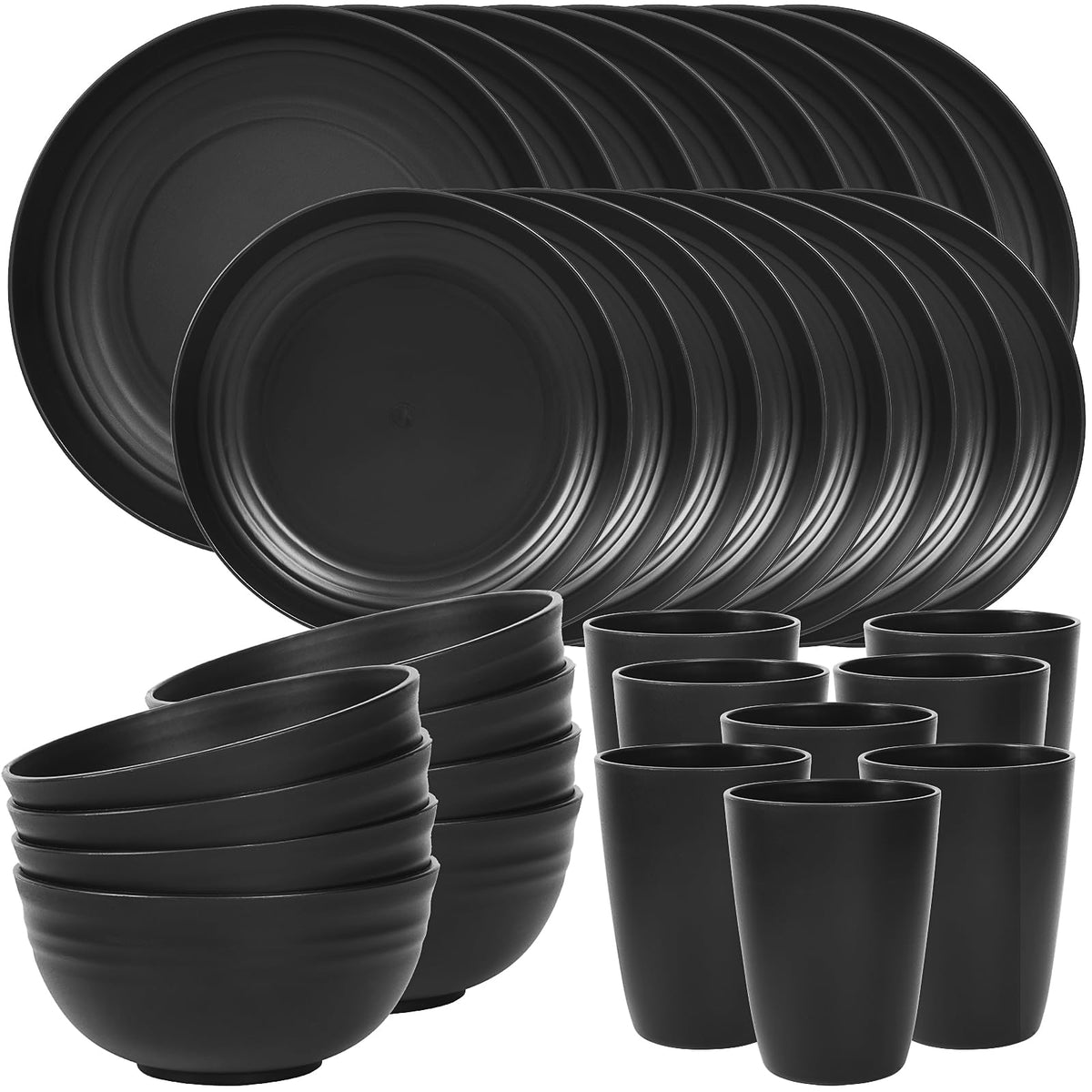 Quatish 24 Piece Plates and Bowl Set for 6, Dinnerware Dish Set for Kitchen