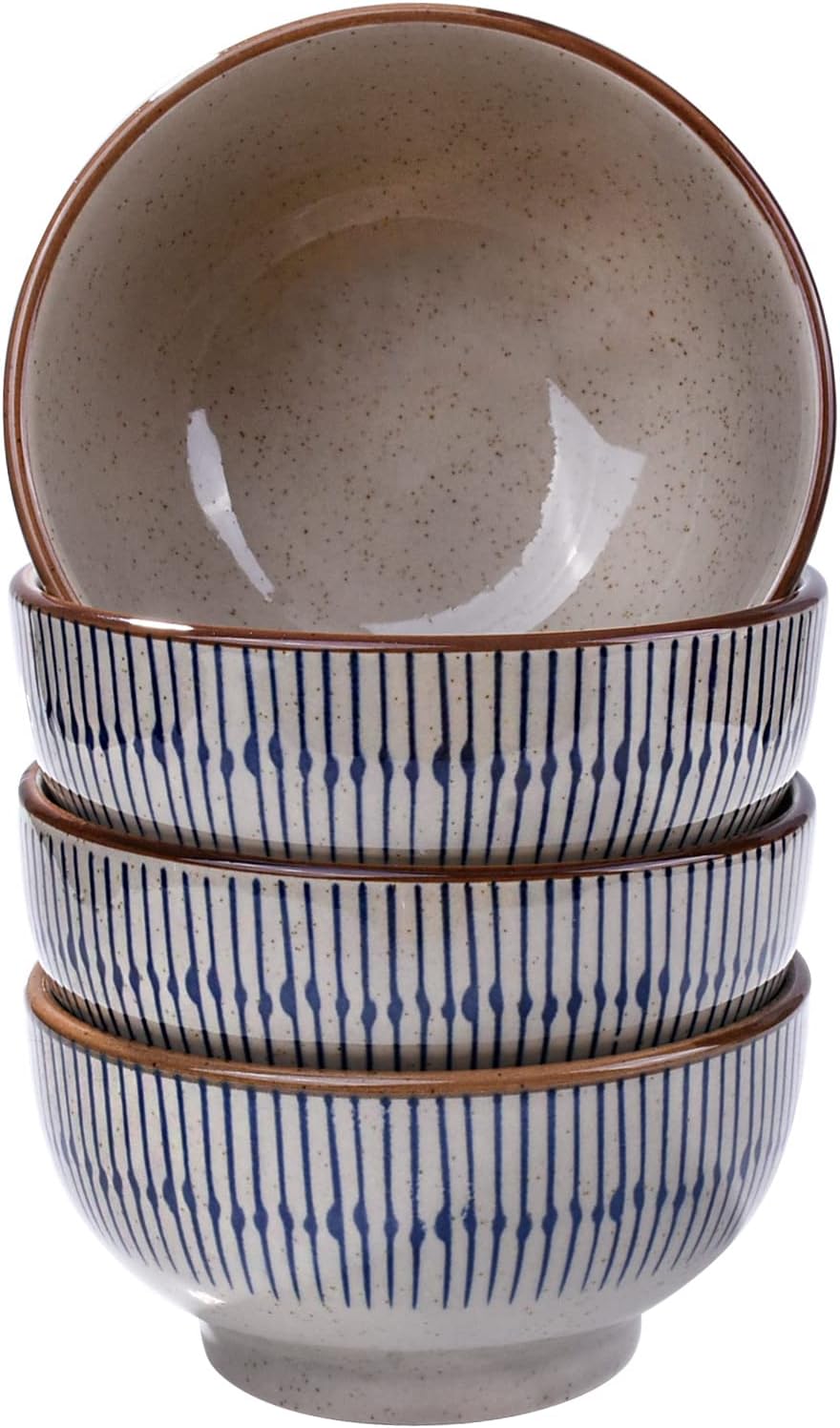 Ceramic Rice Bowl Set of 4, 4.4-Inch Porcelain Small Cereal Bowls