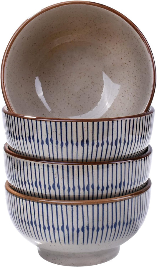 Ceramic Rice Bowl Set of 4, 4.4-Inch Porcelain Small Cereal Bowls
