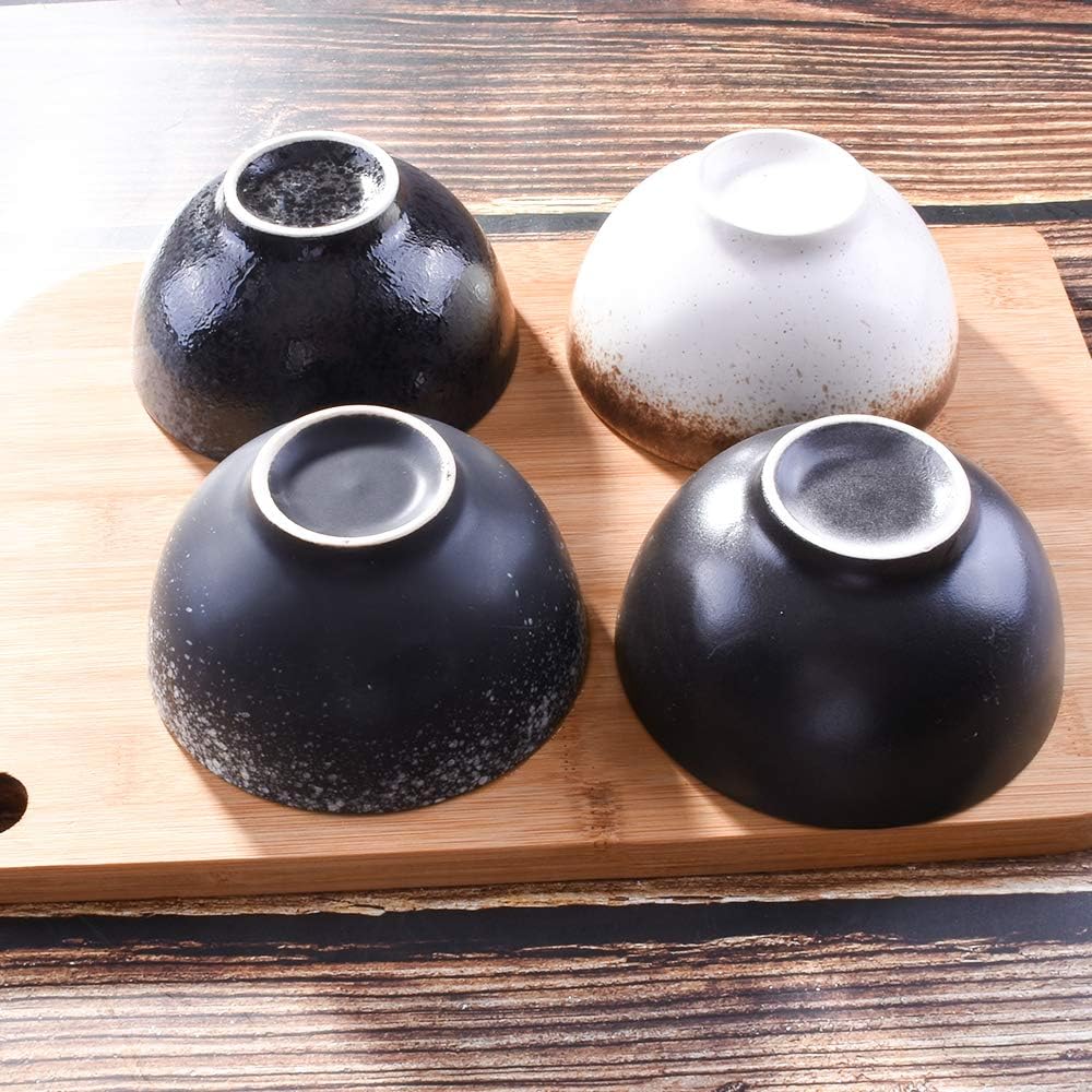 Ceramic Rice Bowl Set of 4, 4.5 Inch Reactive Kiln Glaze Small Bowls