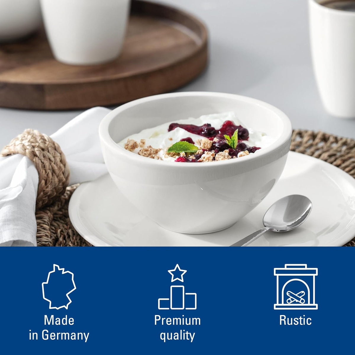 Villeroy & Boch Artesano Original Collection Rice Bowl, Premium Porcelain, Made in Germany, 14.5 oz Capacity, Rich, Creamy White