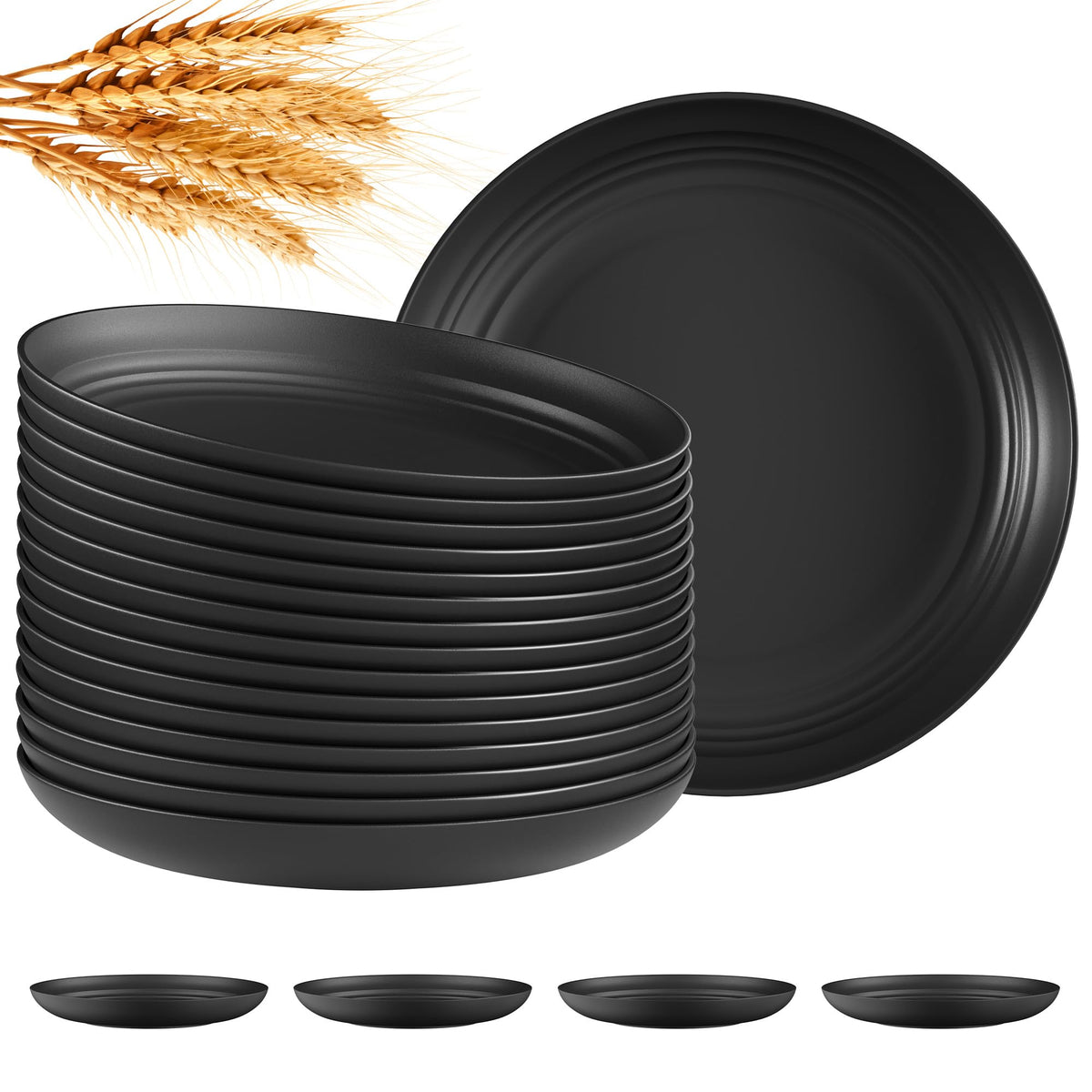 Quatish 10 PCS Reusable Plastic Plates, Dinner Plate, Plate Set, Blue
