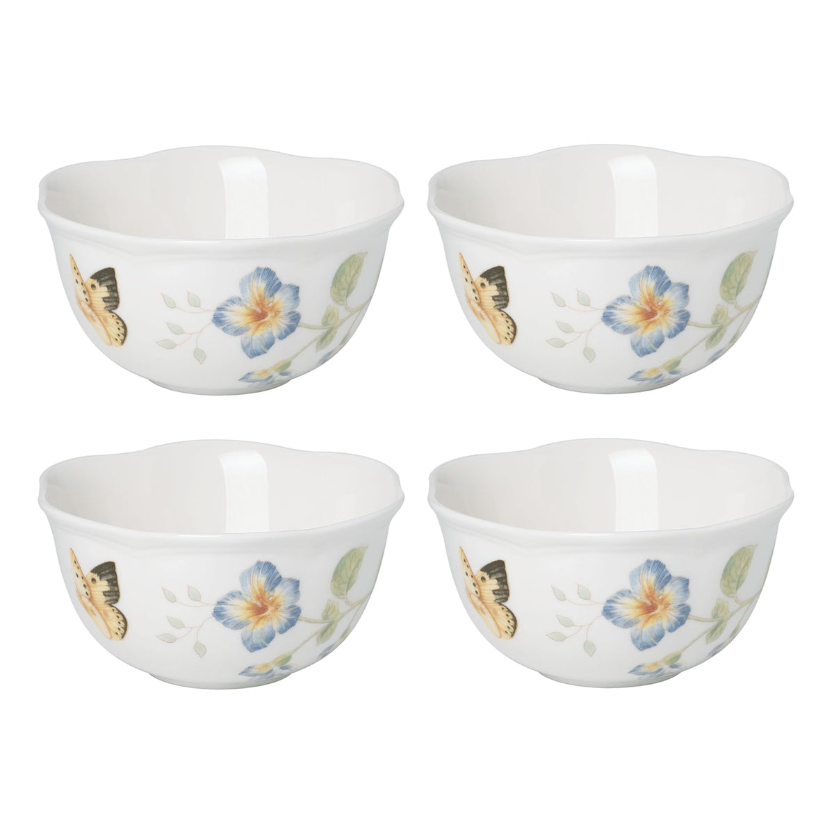 Lenox Butterfly Meadow Porcelain 16oz Rice Bowl Set for 4 (4-Piece)
