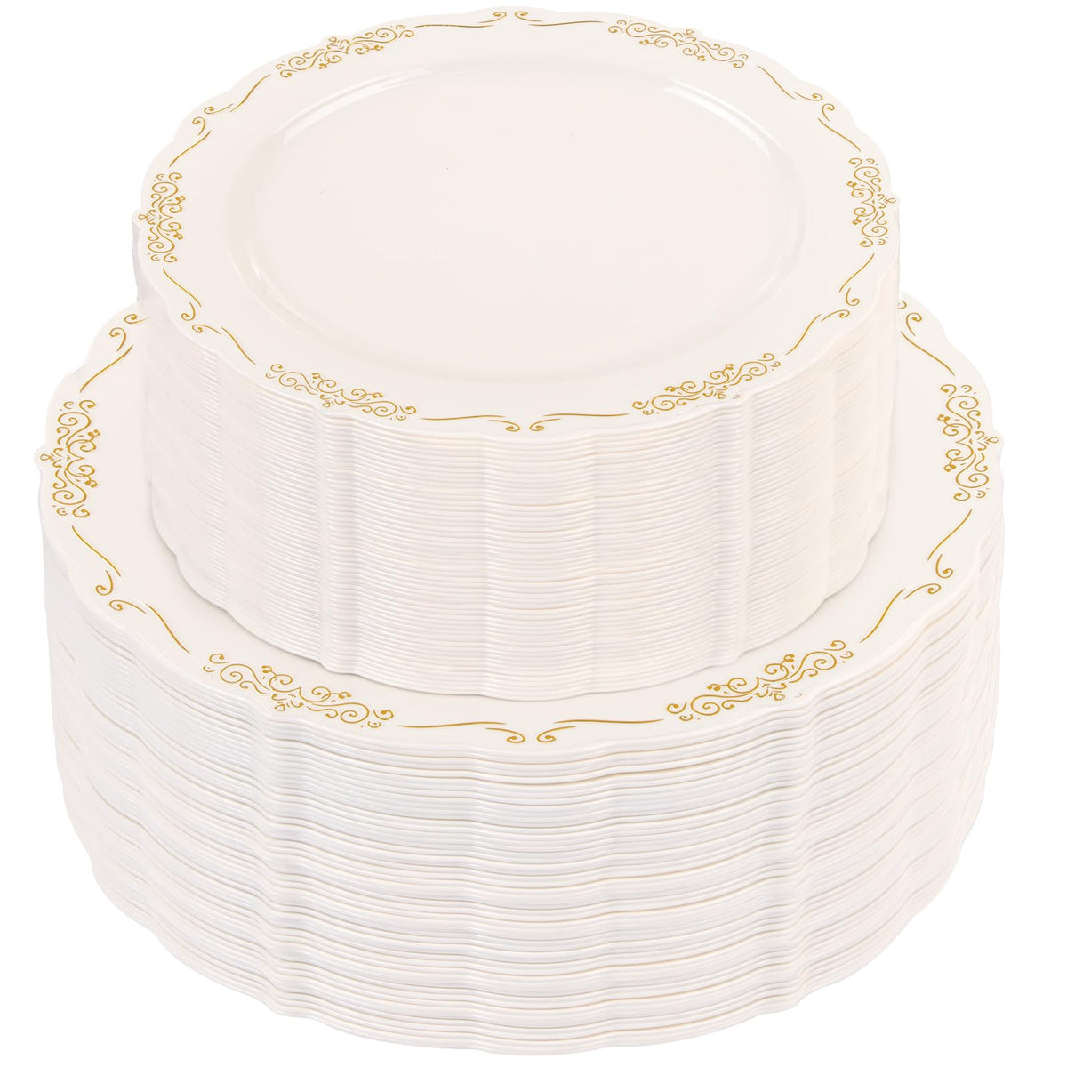 U-QE 100 Pcs White Plastic Plates, White Plates Disposable for Party