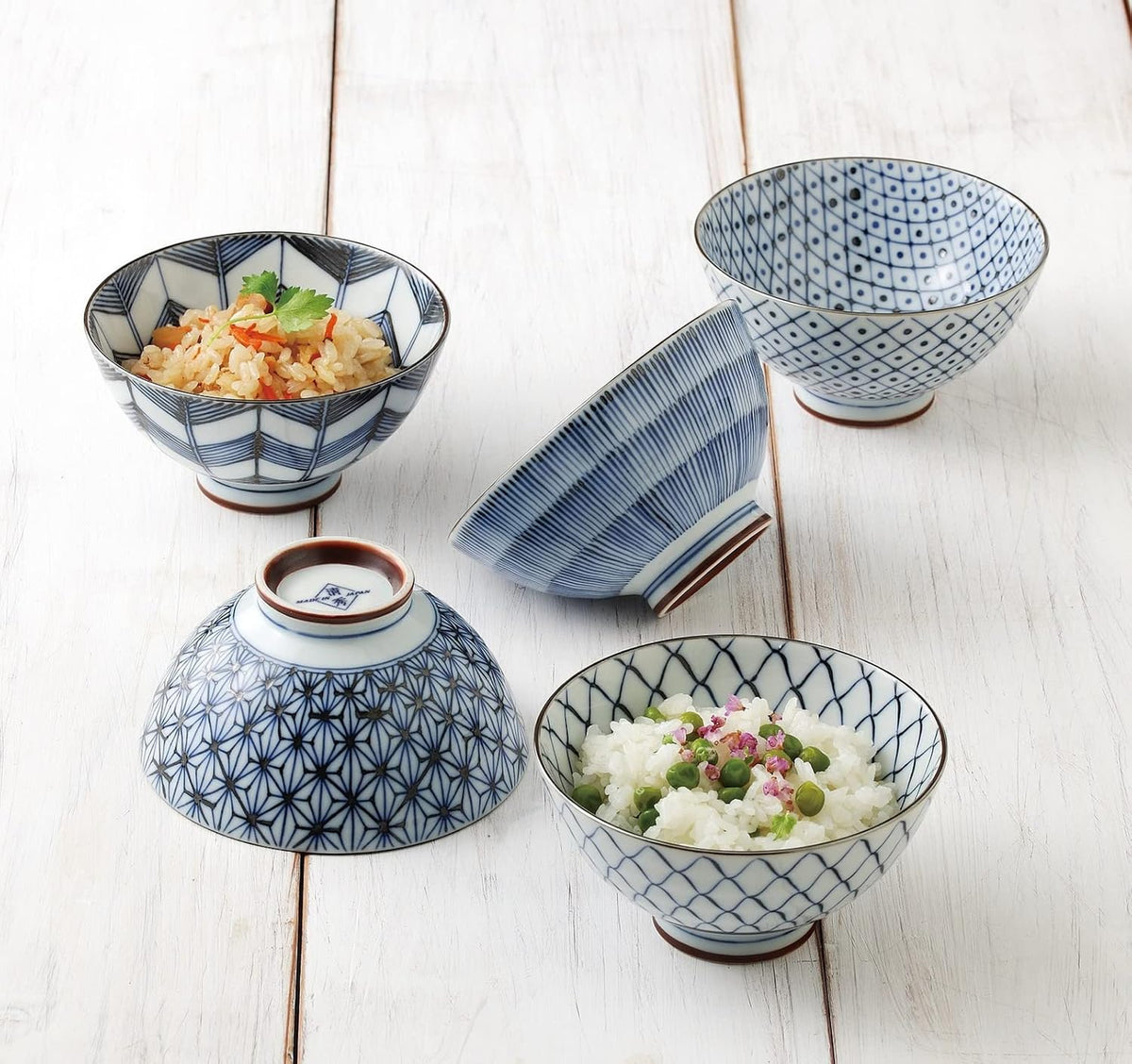 Saikai Pottery 19541 Arita Ware Kiyohide Kiln Rice Bowl, 5 Patterns, Old Dyed Picture Change, Made in Japan