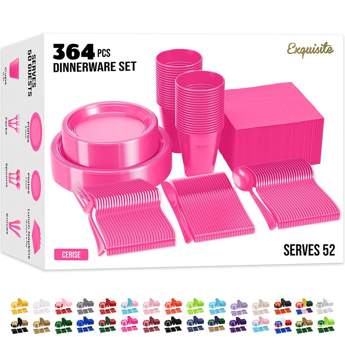 Exquisite 350 Pcs Pink Plates and Napkins Party Supplies Plate Sets