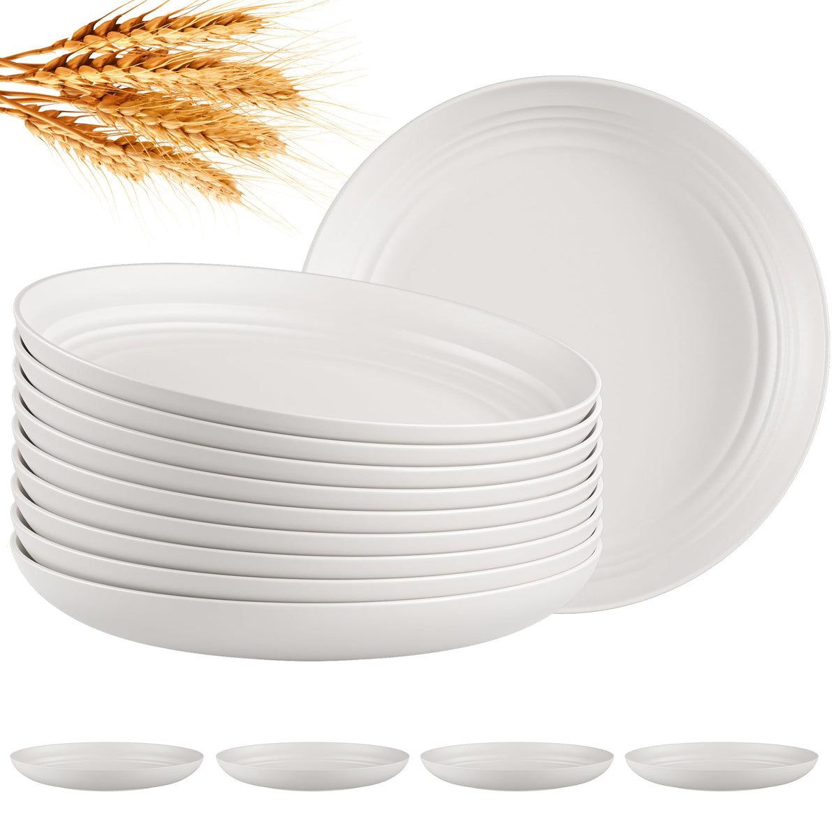 Quatish 10 PCS Reusable Plastic Plates, Dinner Plate, Plate Set, Blue