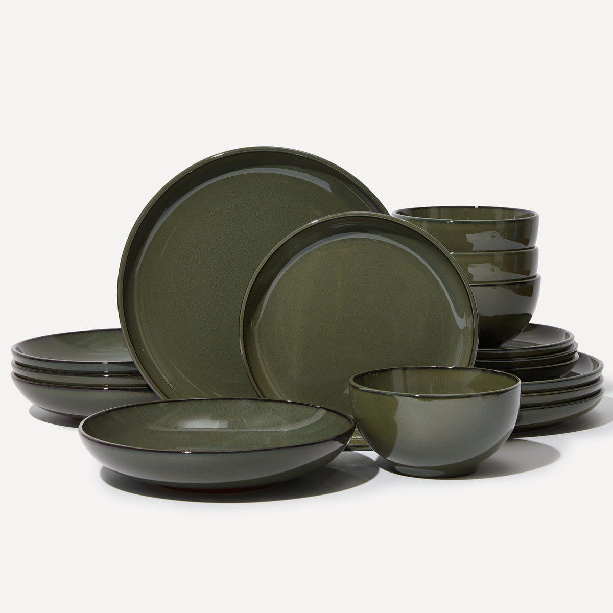 Pokini Stoneware Dinnerware Sets for 4, 12pcs Plates and Bowls Sets Dishes
