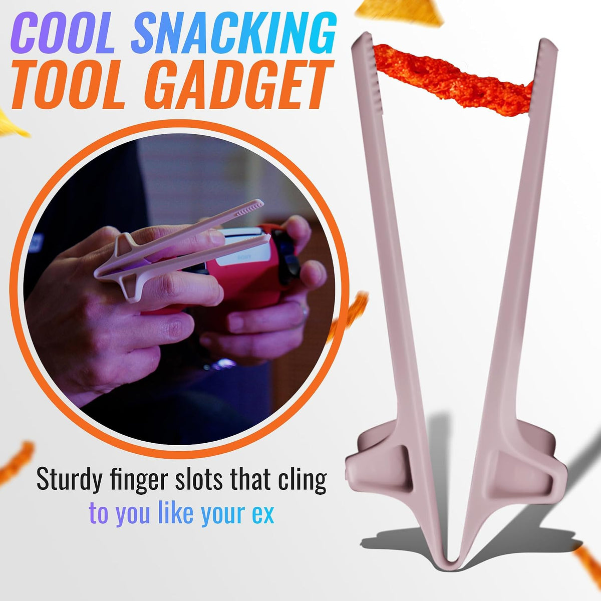 SNACTIV LITE Finger Chopsticks for Gamers 4PC Bundle - As Seen on Shark Tank! The Official Snacking Tool of the Future - Enjoy Snacks and Chips with Ease - Innovative Gaming Snacking Solution