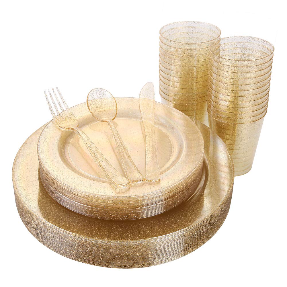 I00000 150Pcs Green Plastic Plates,Premium Disposable Plates for Wedding