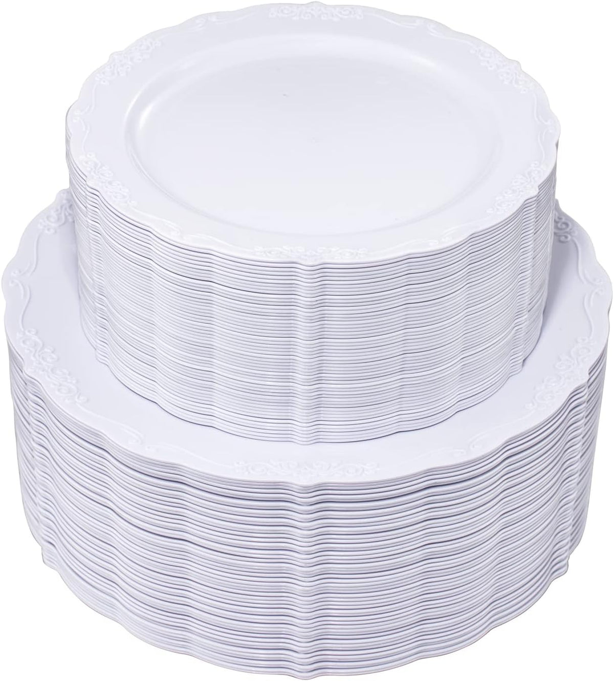 U-QE 100 Pcs White Plastic Plates, White Plates Disposable for Party