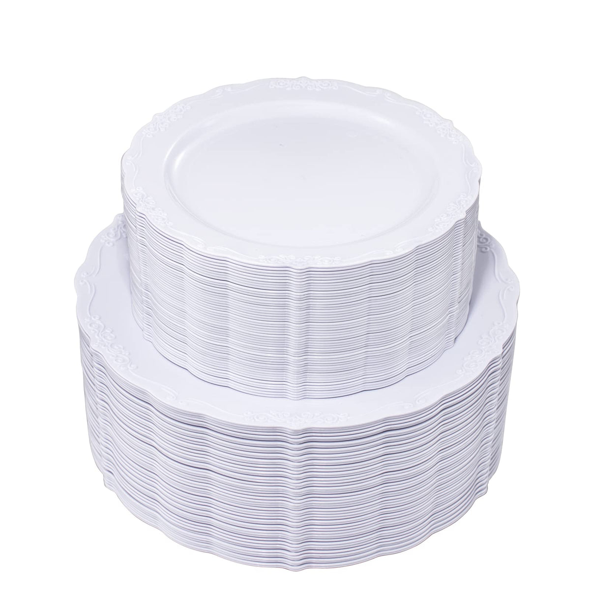 U-QE 100 Pcs White Plastic Plates, White Plates Disposable for Party