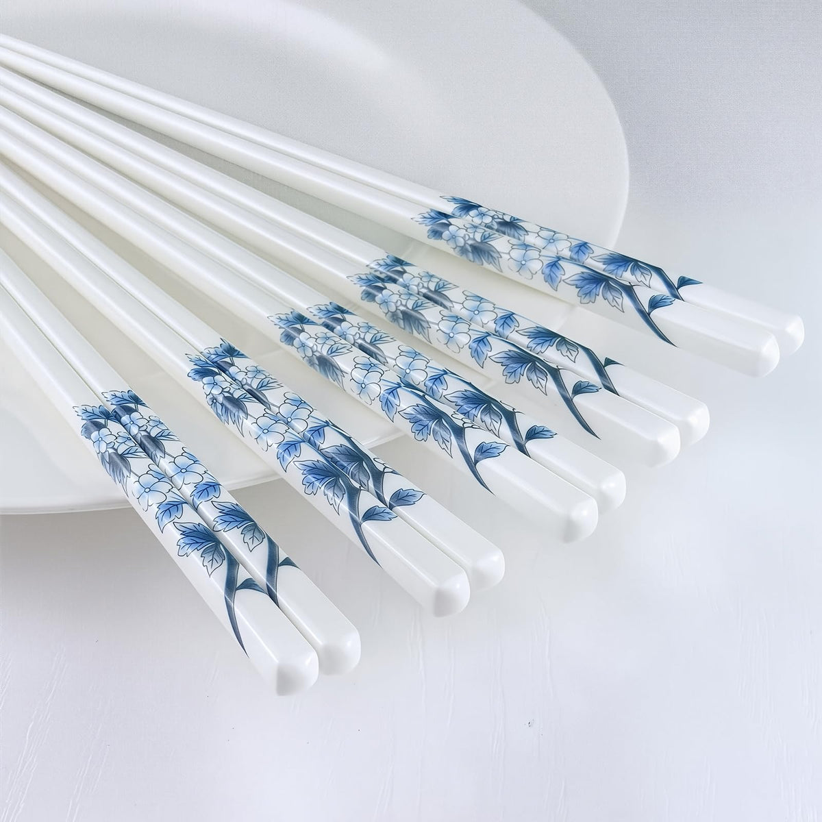 Ceramic Chopsticks Reusable,5 Pairs Porcelain Chop sticks,Red Fish,9.7''
