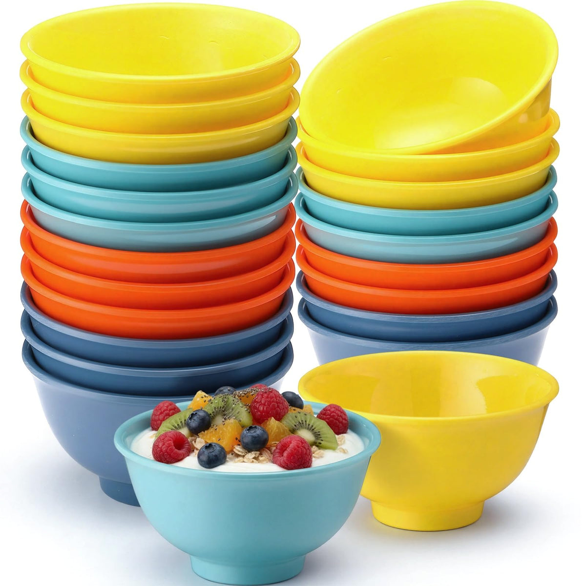 Tioncy 20 Pack 10 oz Melamine Bowls Black Round for Dessert Soup Cereal